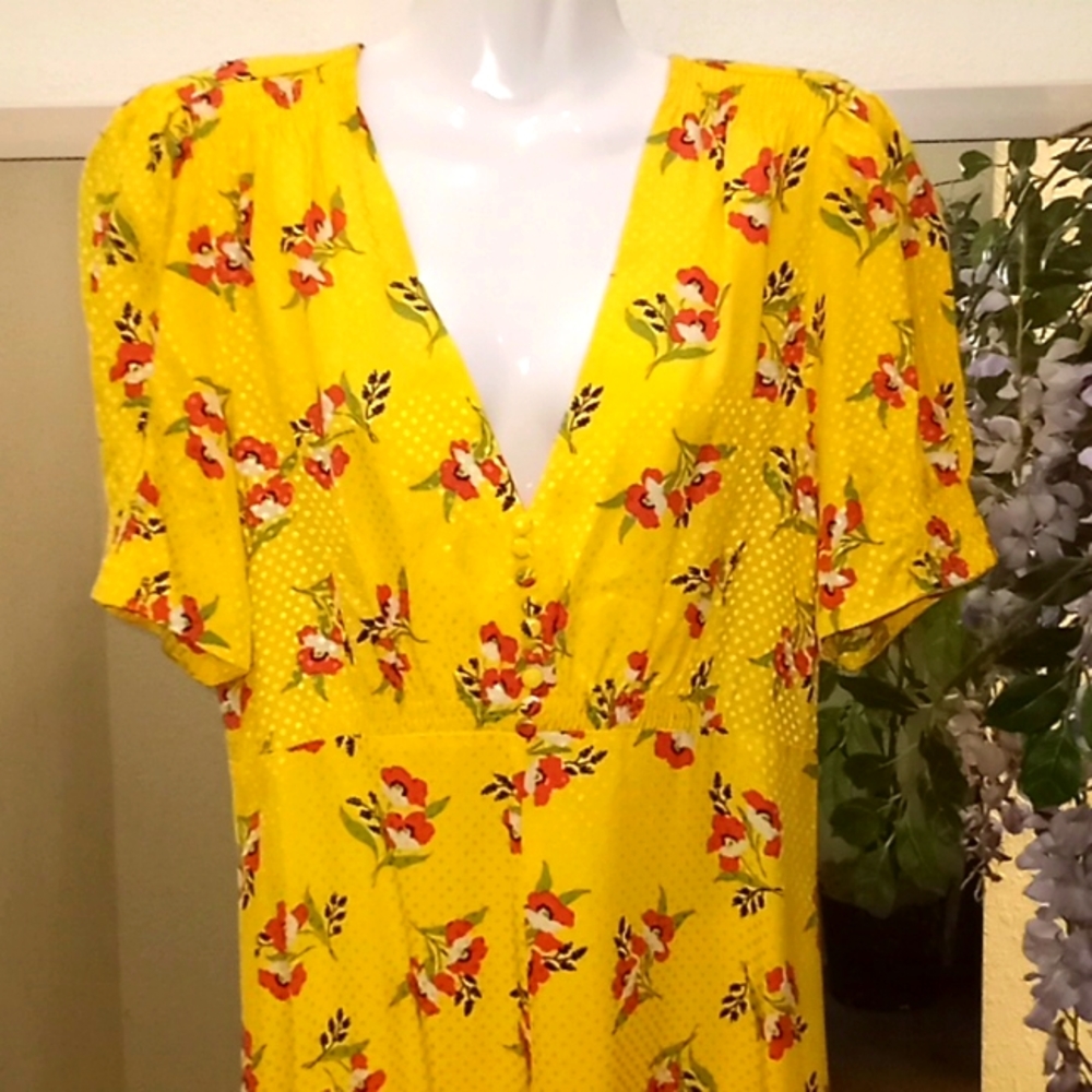 JILL Jill Stuart Lemon Floral  Maxi Dress